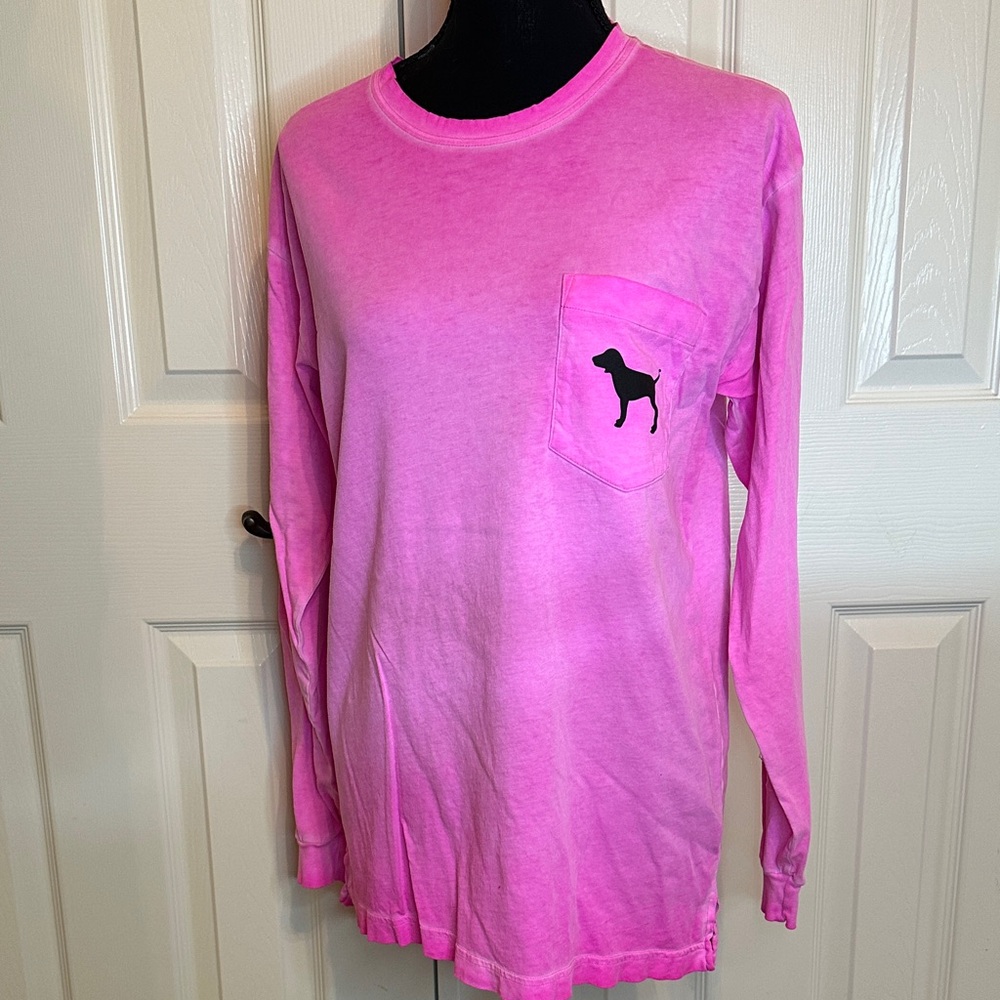PINK Victoria's Secret Bright Pink Long Sleeve Tee